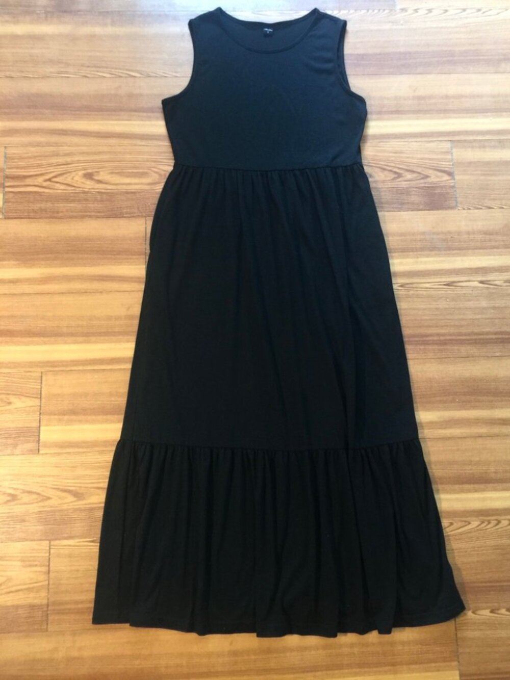 Black Midi Dress Sleeveless Pockets Prinbara NEW - Picture 2 of 3